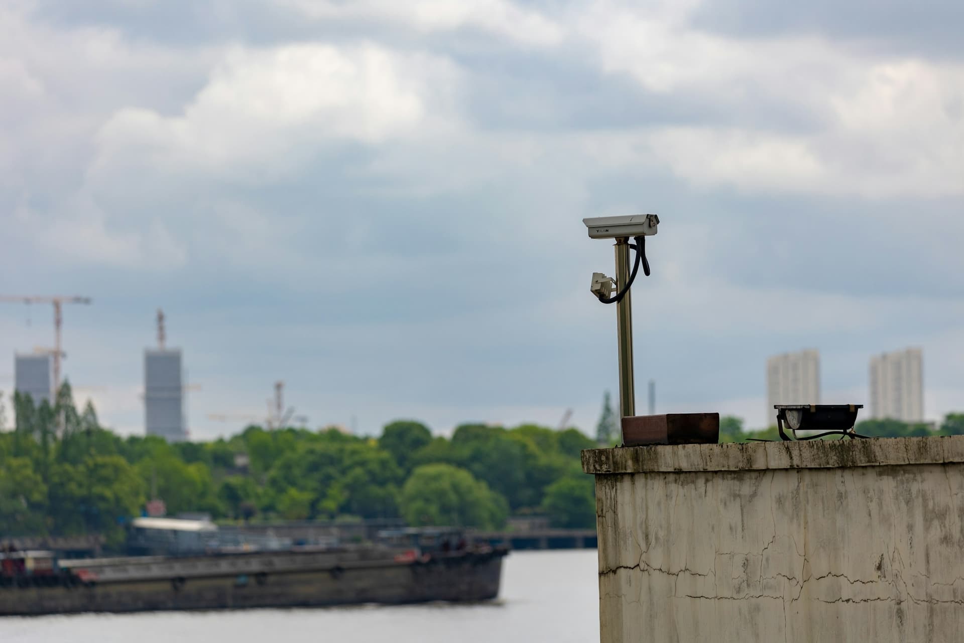 Marina security camera overlooking the waterfront