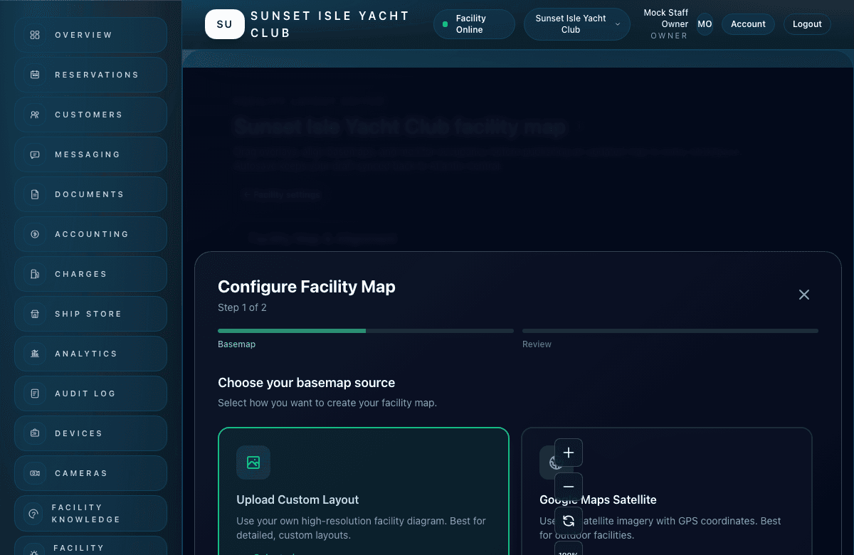 Atlantis Marina facility map workspace