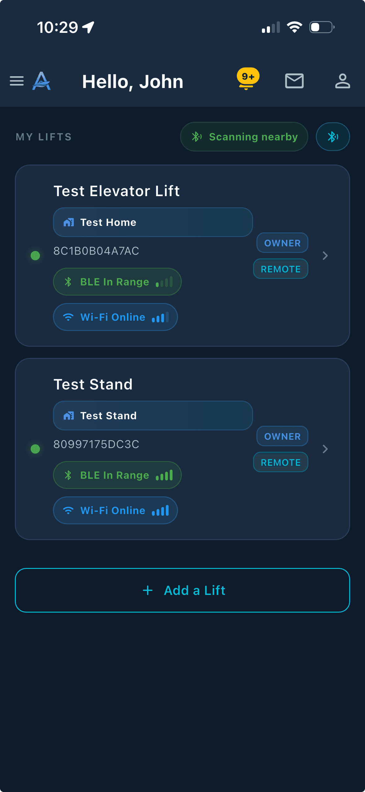 Atlantis Boater App smart lift screen
