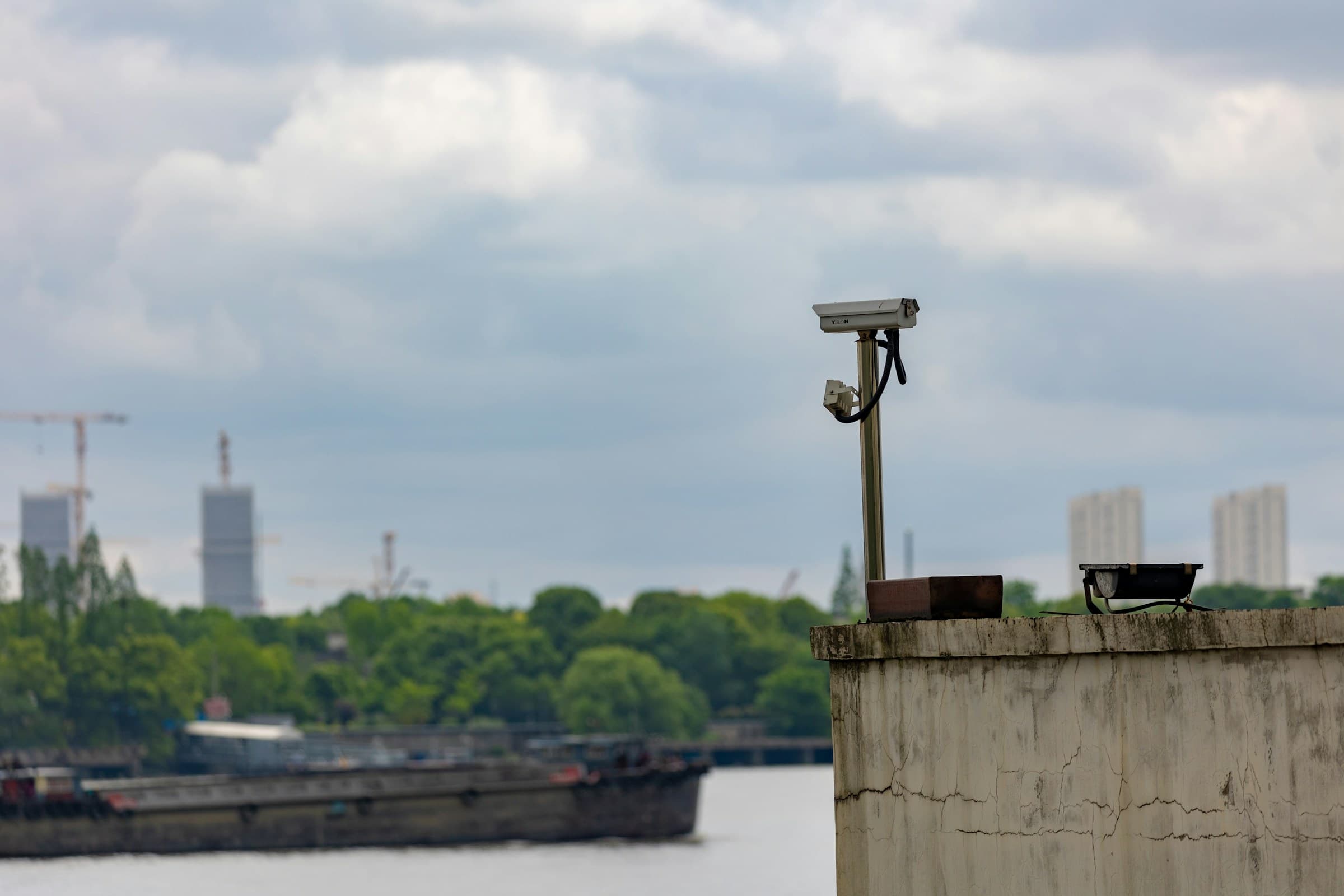 Marina security camera overlooking the waterfront